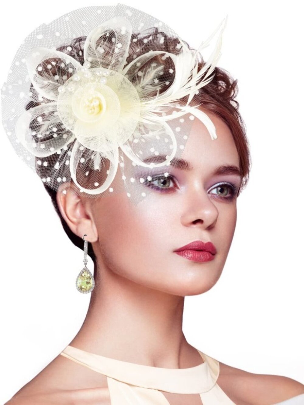 Women's Party Fascinator Headpiece Beige